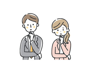 悩んでいるビジネスパーソンのイラスト