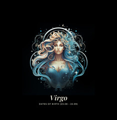Virgo horoscope sign. Astrology. Emblem, logo