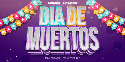 Dia de muertos editable text effect in modern trend style