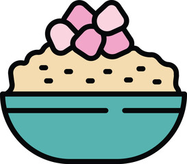 Haiti couscous icon outline vector. Caribbean food. Dish peri color flat