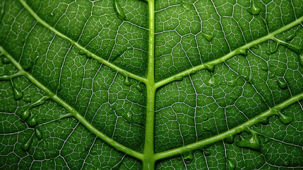 Obraz premium macro of green leaves It's a beautiful surface pattern. There are stripes on the surface of the leaves that are beautiful and are Pattern created by AI