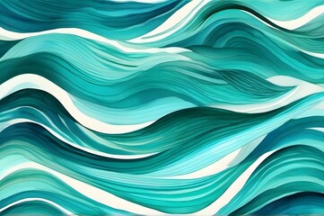 Vibrant Abstract Ocean Waves - Blue and White Turquoise Teal Cyan Watercolor Background Graphic Resource. Generative AI
