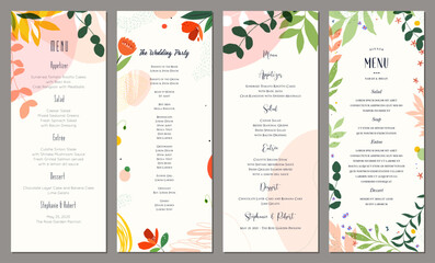 Wedding and restaurant menu. Floral art templates. Good for poster,  invitation, birthday and Mothers Day cards, flyer, banner, brochure, email header, post in social networks,  events and page cover. - 635804036