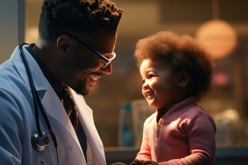 Doctor and children patient at clinic. health care concept. Generative AI
