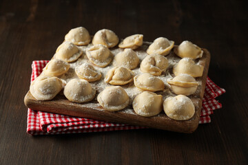 Cooking home food concept with raw dumplings