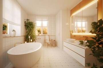 Fototapeta na wymiar Bathroom white modern. Generate Ai