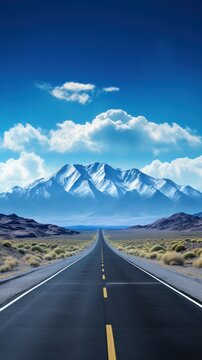 Straight road to mountains background for smartphone