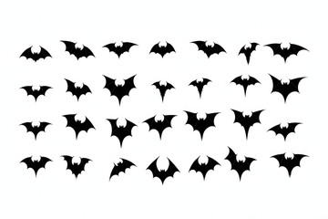 Naklejka premium Icon set of Halloween bat silhouette. Vector illustration