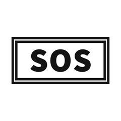 Sos Emergency Sign In Black Rectangle Line Shape For Help Service
