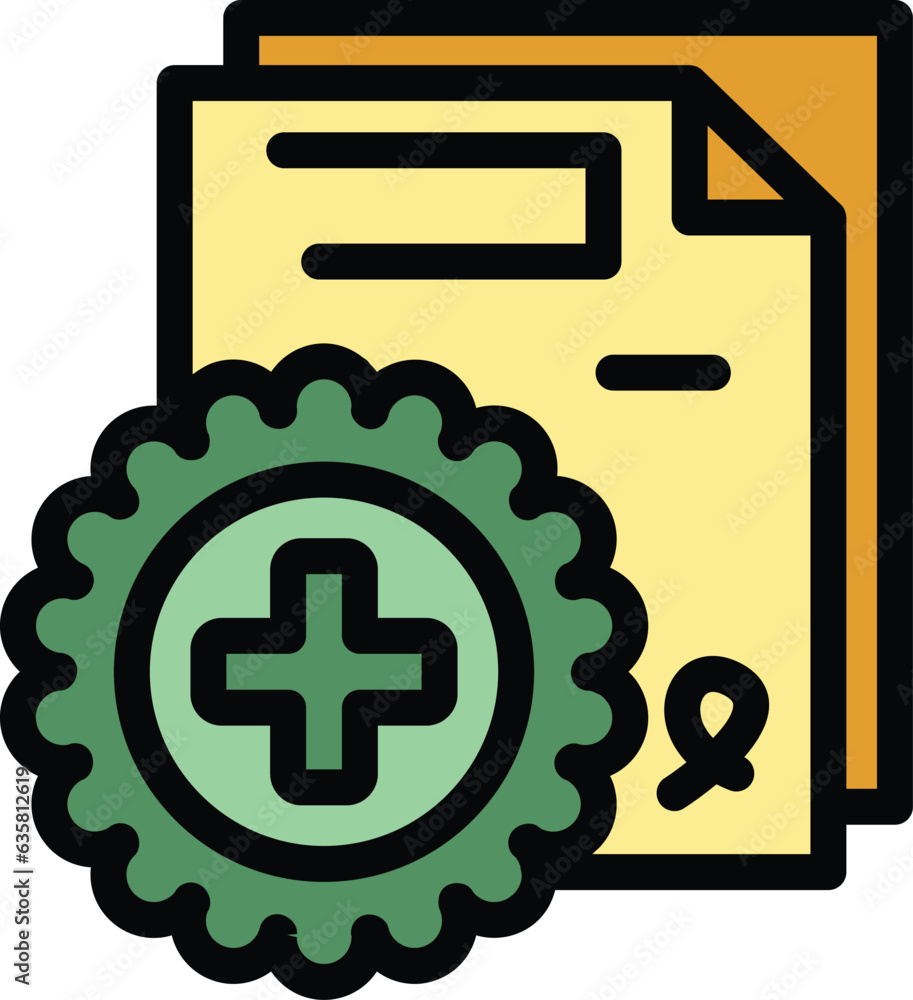 Poster code card icon outline vector. passport health. vaccine certificate color flat