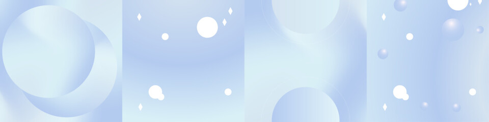 Set of Pastel Blue backgrounds in liquid and modern concept. Abstract Blue card design templates with geometric elements. Editable Vector Illustration.