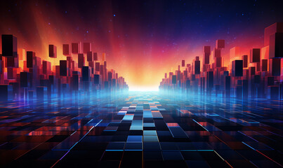 Digital cyberspace and digital data network connections concept. futuristic colour and lighting.