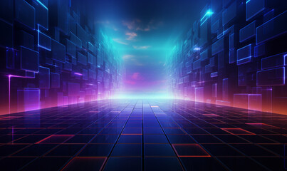 Digital cyberspace and digital data network connections concept. futuristic colour and lighting.