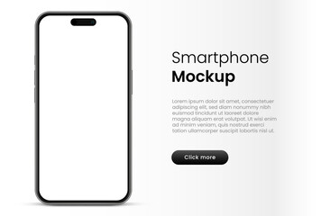 3D realistic high quality smartphone mockup with isolated background. Smart phone mockup collection. Device front view. 3D mobile phone with shadow on white background.
