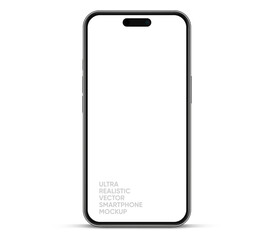 3D realistic high quality smartphone mockup with isolated background. Smart phone mockup collection. Device front view. 3D mobile phone with shadow on white background.