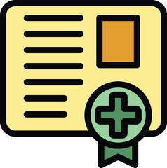 Fototapeta premium Medical pass icon outline vector. Passport vaccine. Health covid color flat