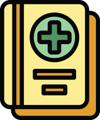 Obraz premium Covid pass icon outline vector. Passport health. Digital travel color flat