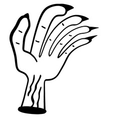 Halloween cartoon symbols hand drawns black and white icon character. Vector illustration. Isolated on transparent background.