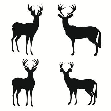 Antelope silhouettes and icons. Black flat color simple elegant Antelope animal vector and illustration.