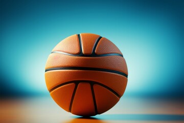Isolated basketball on blue backdrop, offering room for personalized content Generative AI