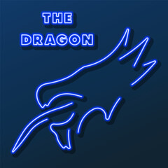 dragon neon sign, modern glowing banner design, colorful modern design trends on black background. Vector illustration.