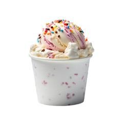 Ice cream in a cup in a lunchbox top view isolated on transparent background. Generative AI