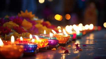 Diwali procession illuminated by colorful lights, Diwali, background Generative AI