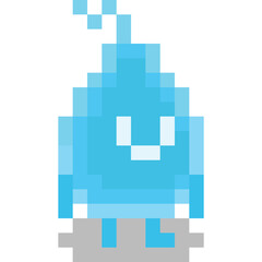 Fototapeta premium Pixel art cute water drop character 2