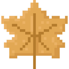 Naklejka premium Pixel art dried meple leaf icon