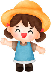 Cute cartoon illustration of a farmer character