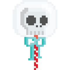 Pixel art lollipop skull head