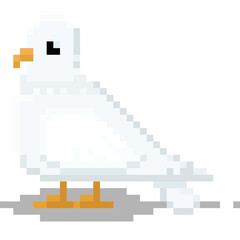 Fototapeta premium Pixel art white pigeon character
