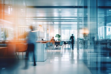 Blurred modern office interior with people. Open space