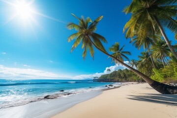 Obraz na płótnie Canvas Exotic tropical palm trees at summer at sunny day