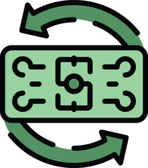 Convert money icon outline vector. Fund grow. Loan chart color flat