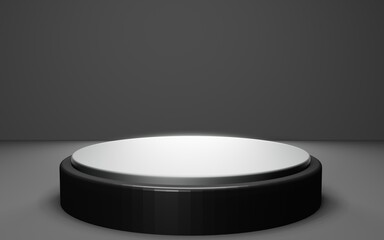Black Metallic Circle Composition Background, Podium. luxury Studio Copy Space.3d rendering illustration.