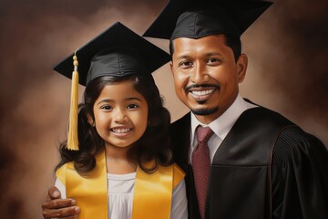 A Graduation Day to Remember - Father and Daughter Celebrate Together. A fictional character Created By Generated AI.