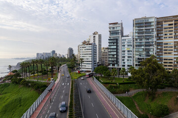 Aerial view of the Villena Rey Bridge in Miraflores.