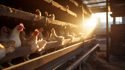 hens on chicken coop