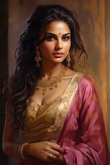 Beautiful Indian Woman Wearing Traditional Clothing. A fictional character Created By Generated AI.