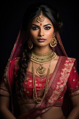 Elegant Indian woman wearing traditional jewelry and headdress. A fictional character Created By Generated AI.
