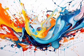 Colorful splash oil on white background Generative ai