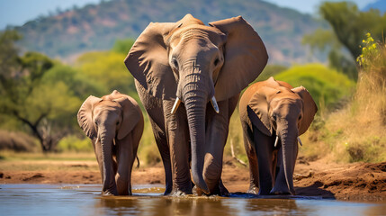 elephants in the wild, family