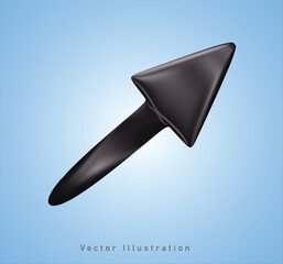 black arrow in 3d vector illustration