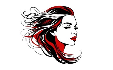 Hair salon, Illustration of a portrait of a woman with red hair, generative ai