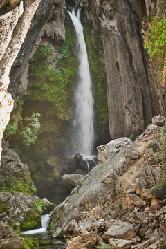 The Borosa River with its waterfalls, including La Calavera, in the Salto de los Órganos area, in the Cazorla, Segura and Las Villas mountains. Jaen. Andalusia. Spain. © JaviJfotografo