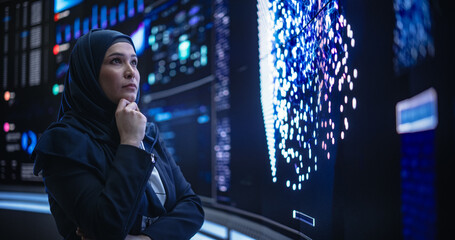 Portrait of a Thoughtful Middle Eastern Software Developer Working in Technological Corporate...