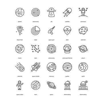 space related icon set