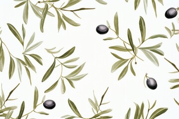 Obraz na płótnie Canvas Olive seed and olive leaves pattern on white background