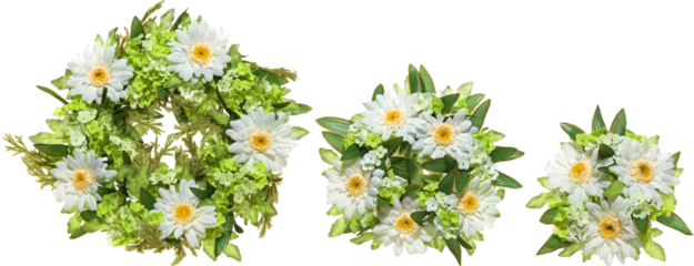 Wreaths made by artificial flowers and plants with transparent background